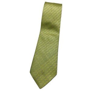 CHARVET Men's 100% Silk Necktie LUXURY Tie Gold Silver Geometric W:3.7" EUC